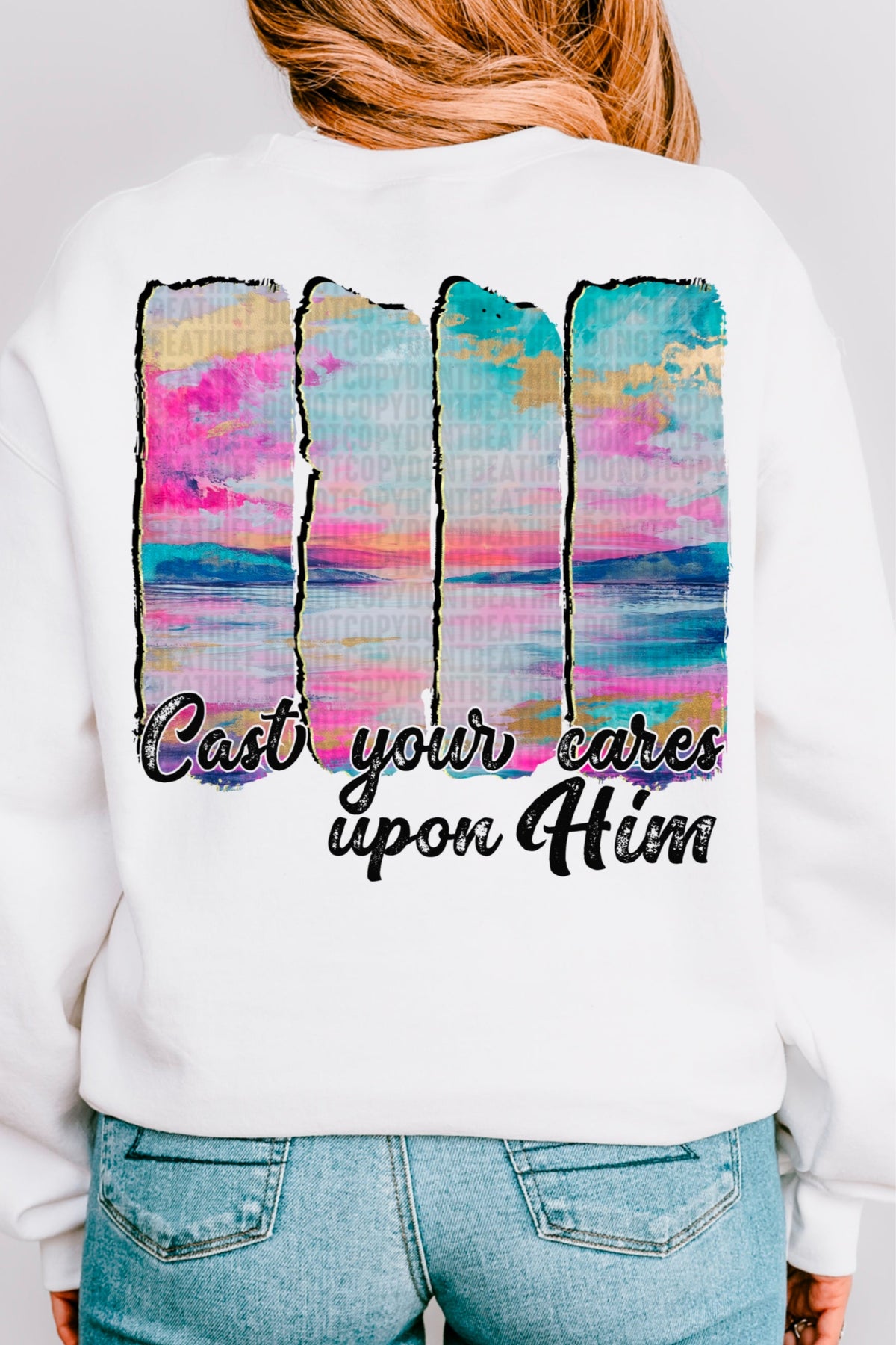 Cast all your worries upon me cross BACK (SDD) DTF transfer