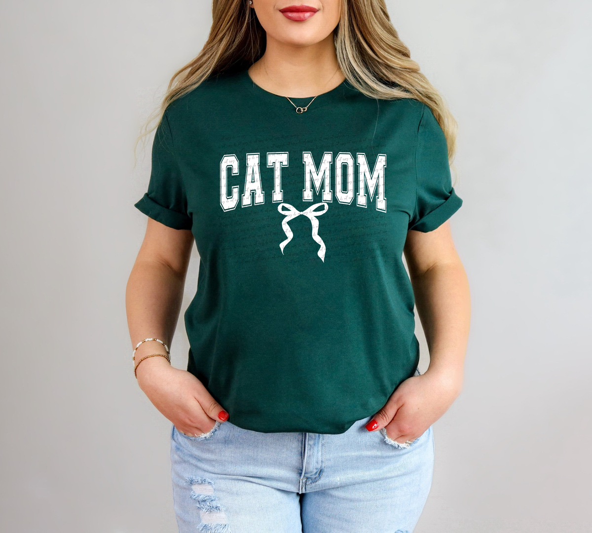 Cat Mom Varsity Font White 86668 DTF Transfer