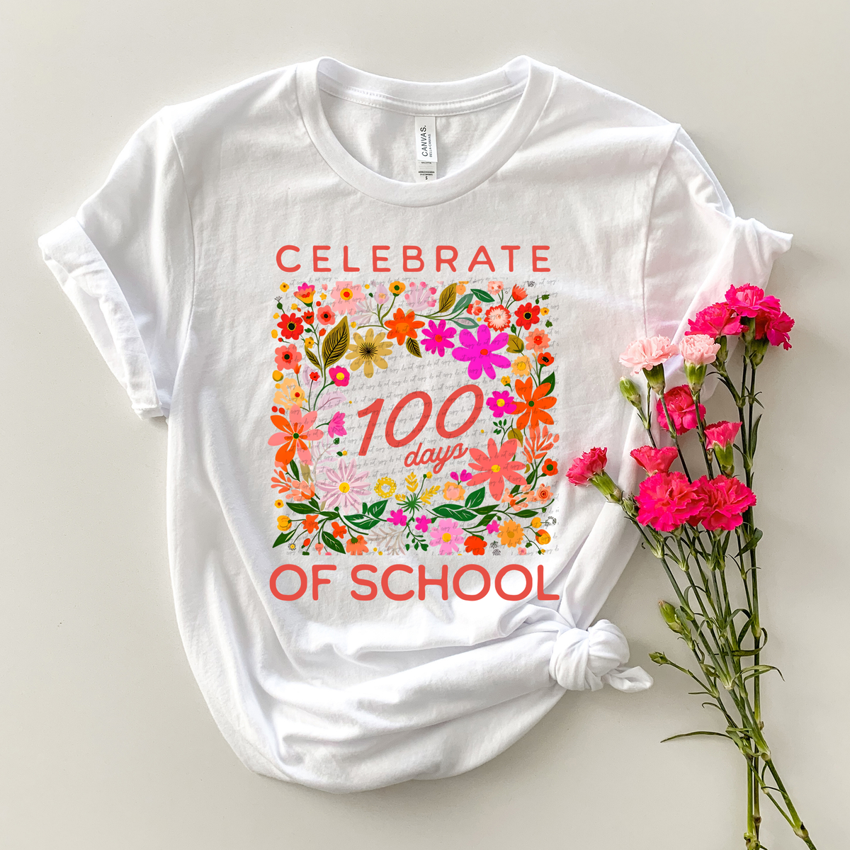 Celebrate 100 Days Of School Floral Frame 81273 DTF Transfer