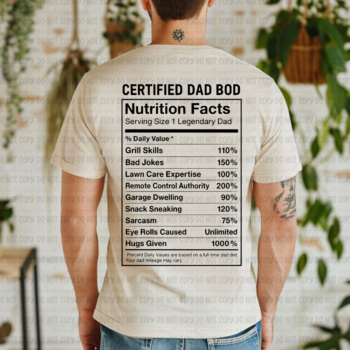 Certified Dad Bod Nutrition Facts BLACK (Revel) 102754 DTF transfer