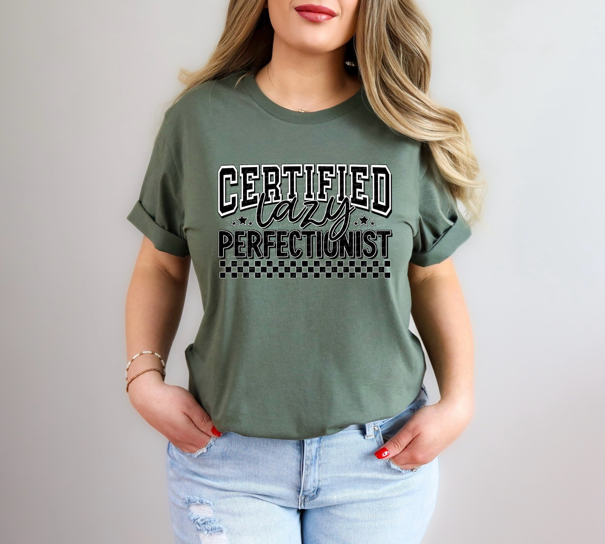 Certified Lazy Perfectionist Black White 86997 DTF Transfer