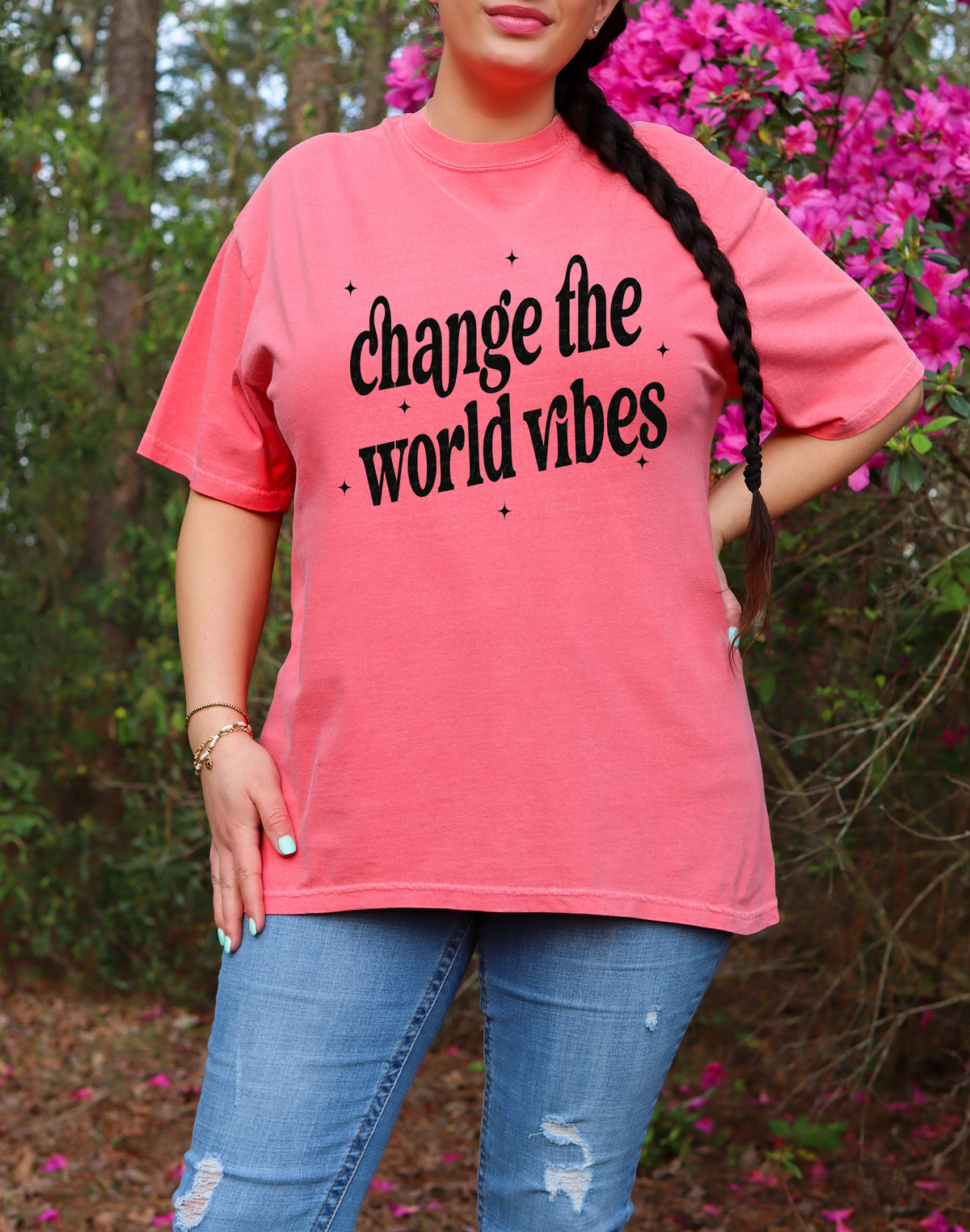 Change The World Vibes Black Font 116040 DTF Transfer