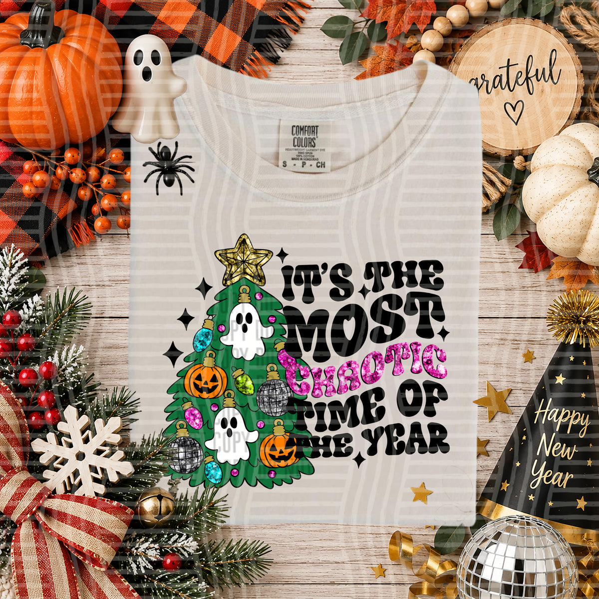 It's the most chaotic time of the year black and purple font DTF Transfer