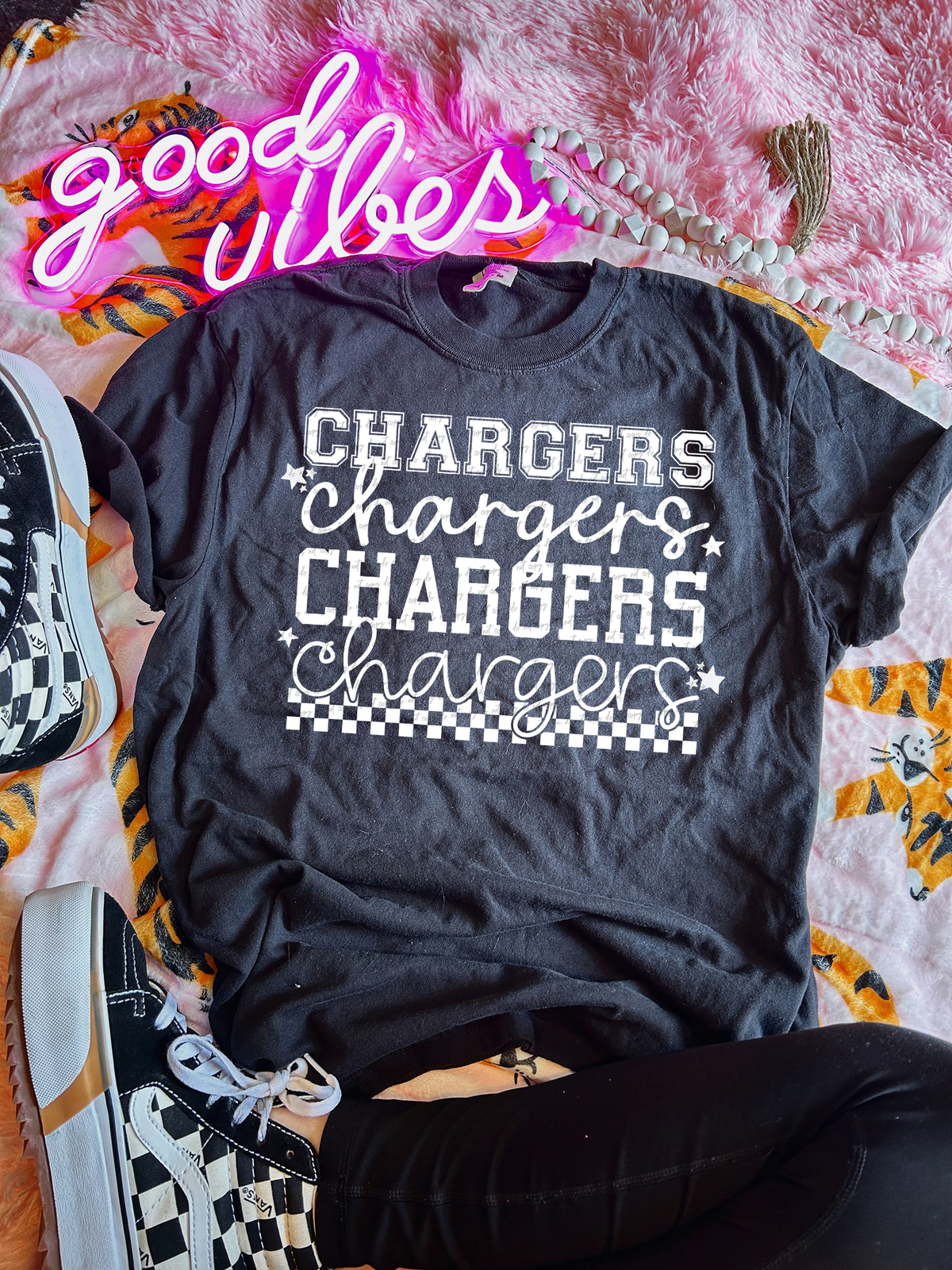 Chargers Varsity And Cursive Font White 86770 DTF Transfer