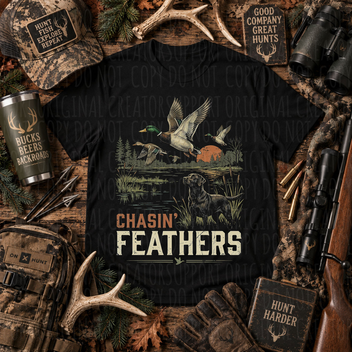 Chasing feathers black dog  (SDD) DTF Transfer