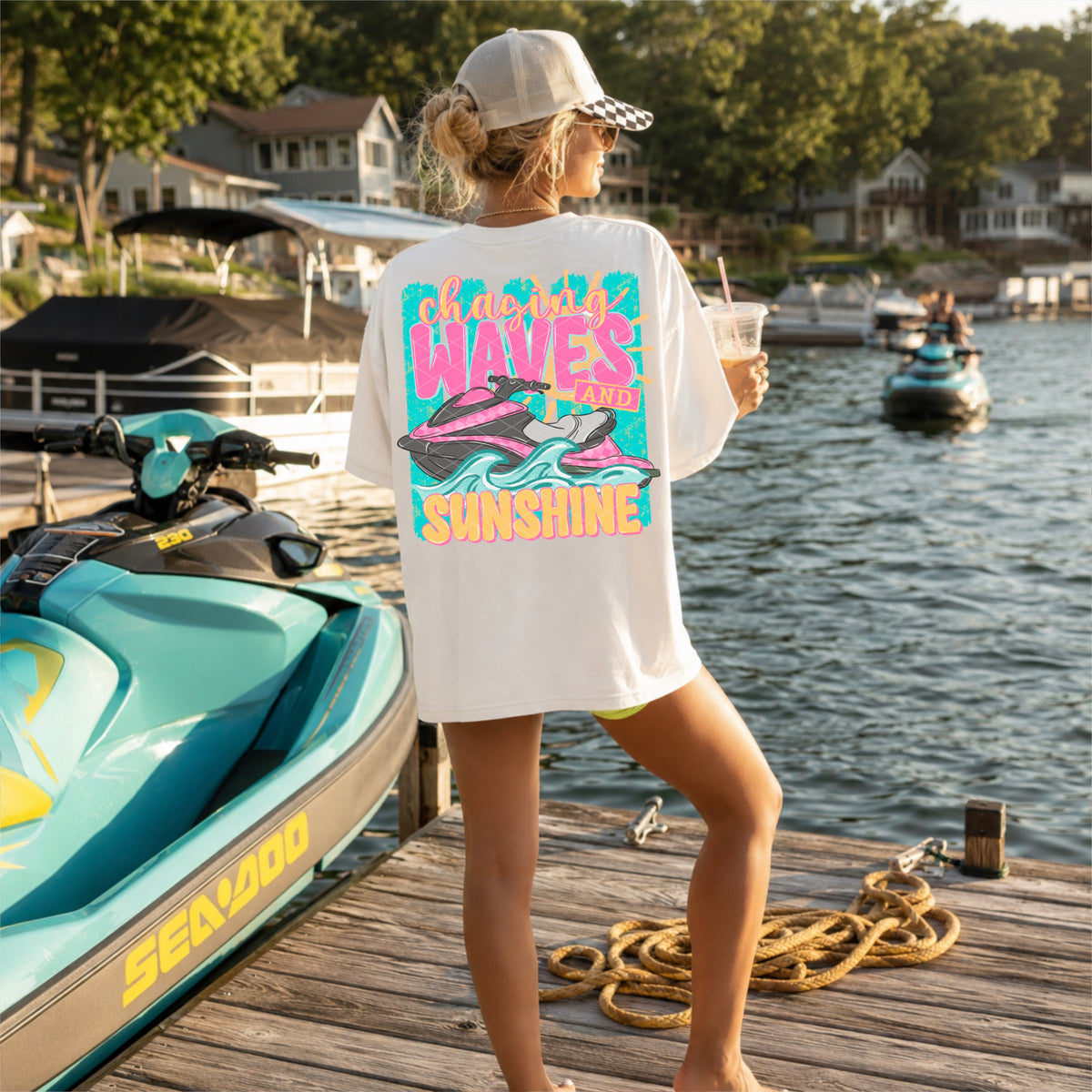 Chasing waves & sunshine jetski (SDD) DTF Transfer