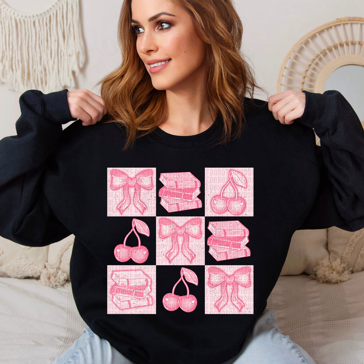 Checker Book Bow Distressed 104312 DTF transfer