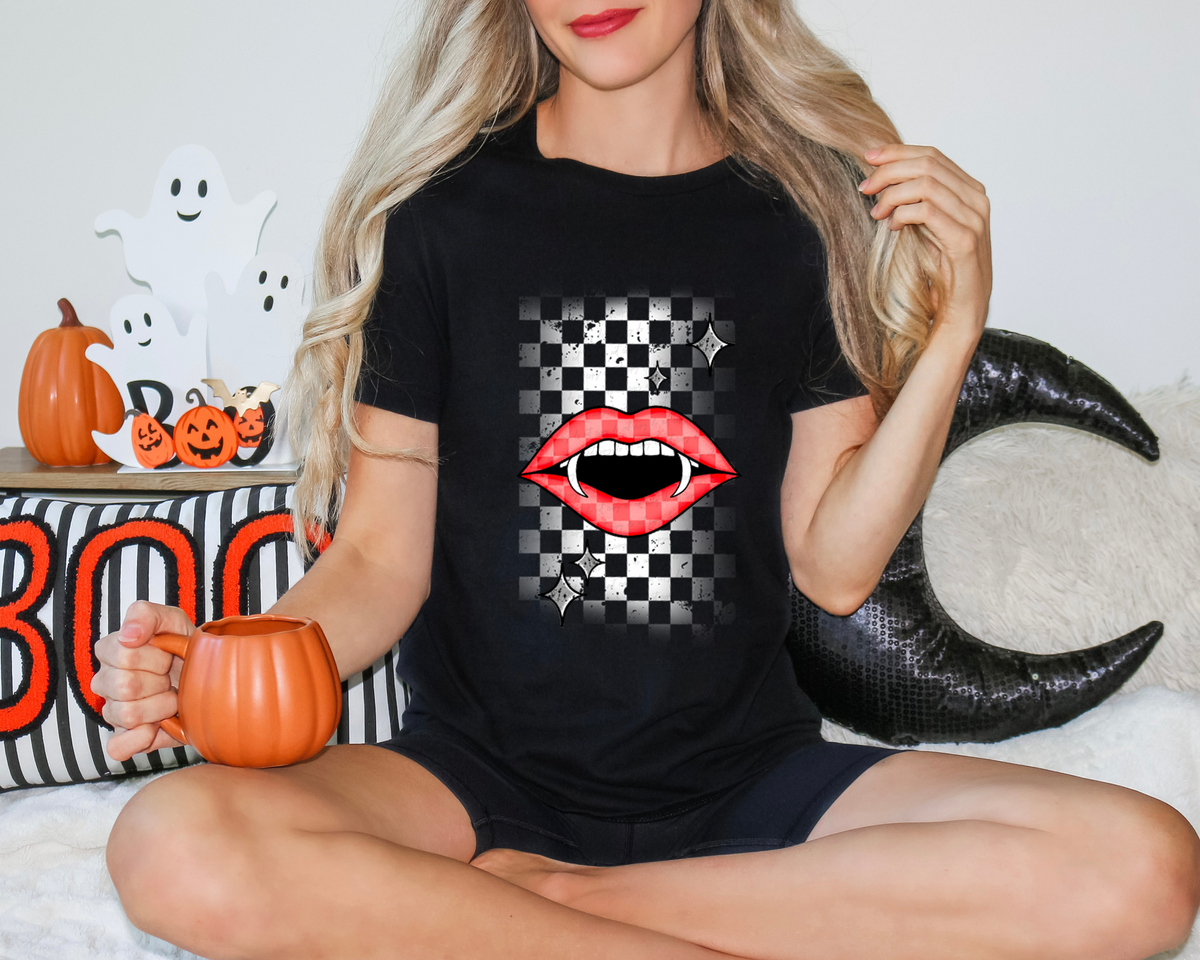 Checkered Lip Fang Sparkle 111349 DTF transfer