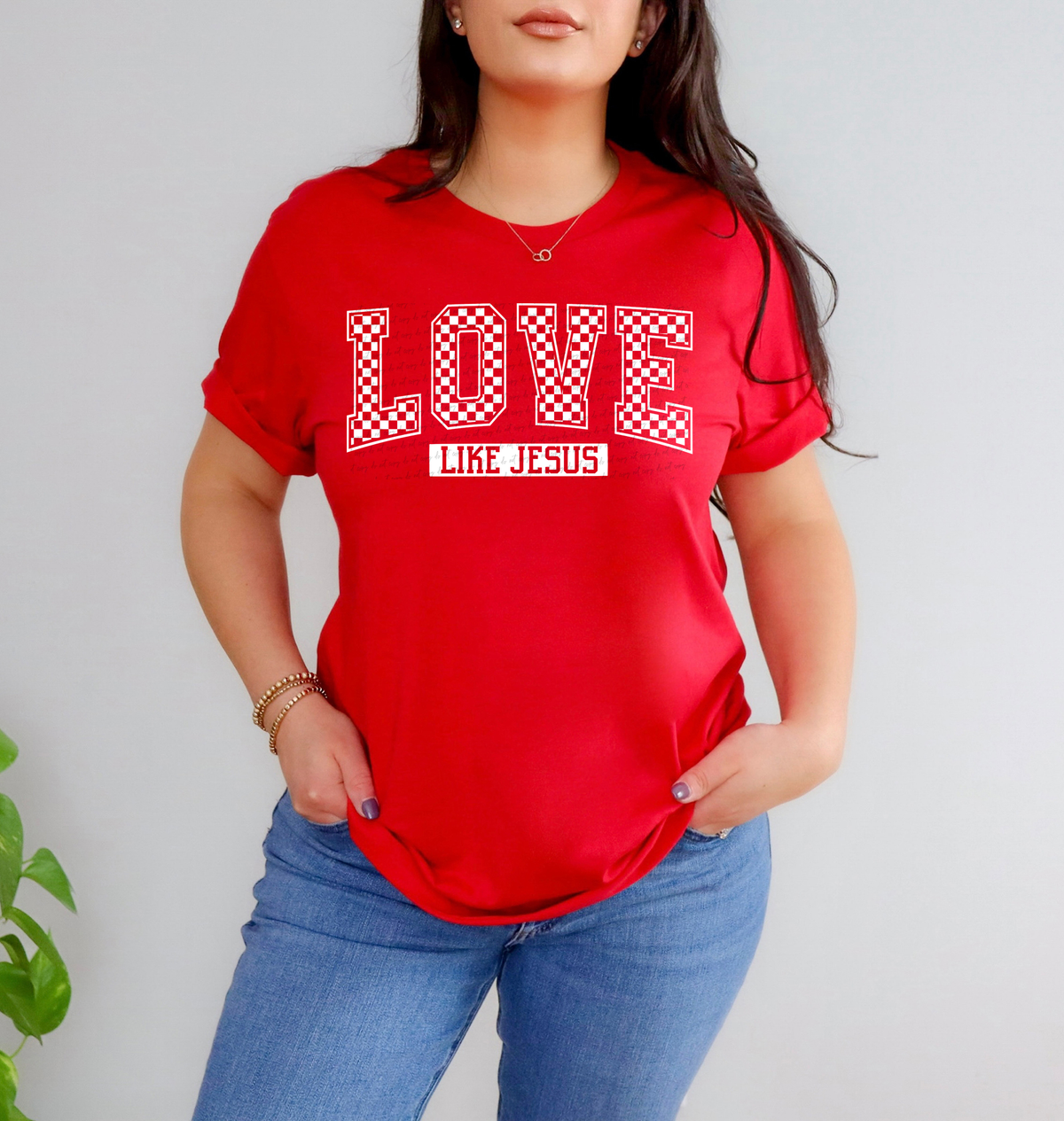 Checkered Love Like Jesus - White 86208 DTF Transfer