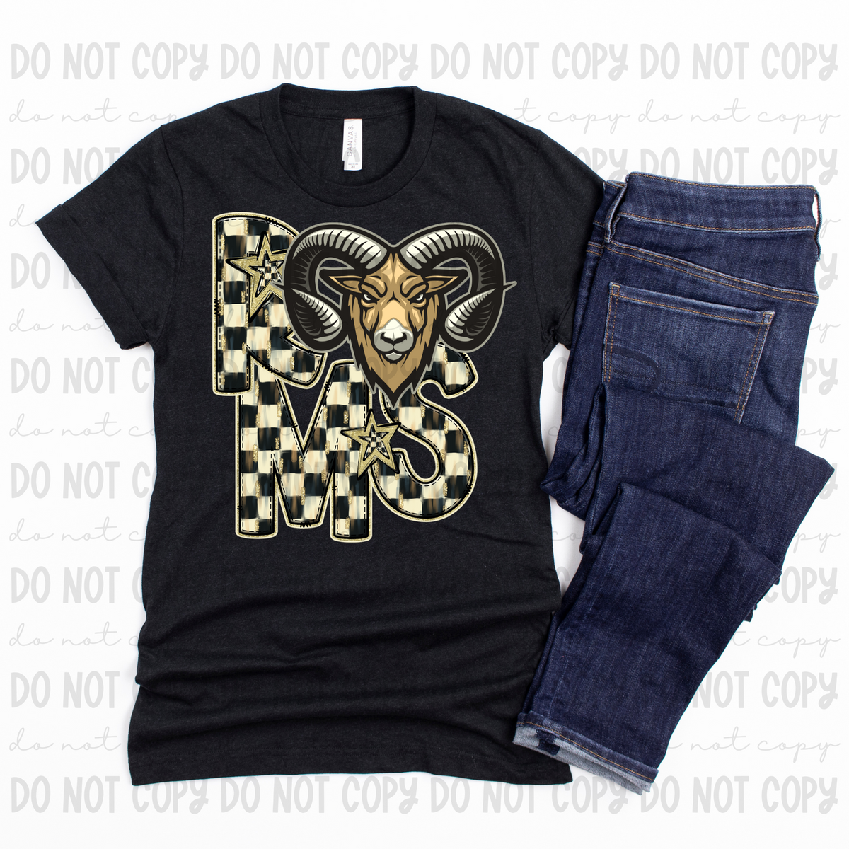 Checkered mascots Rams (Revel) DTF transfer
