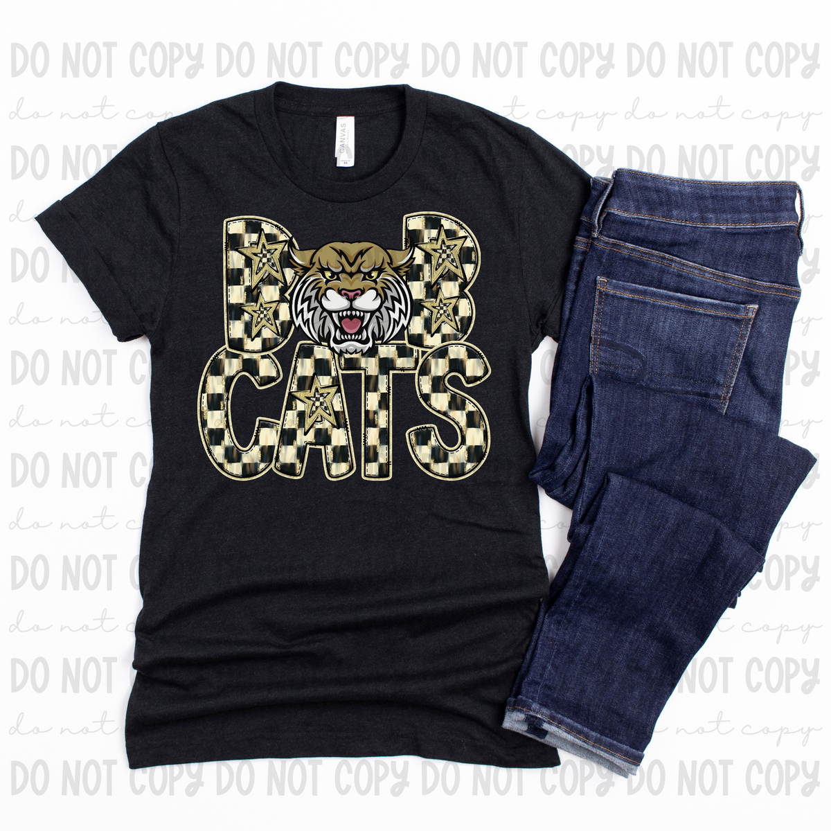 Checkered mascots Bobcats (Revel) DTF transfer