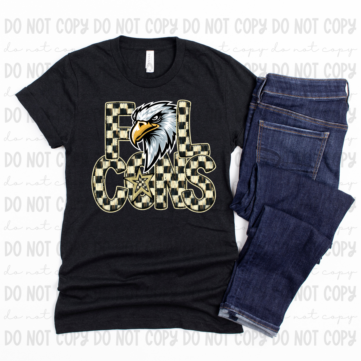 Checkered mascots Falcons (Revel) DTF transfer
