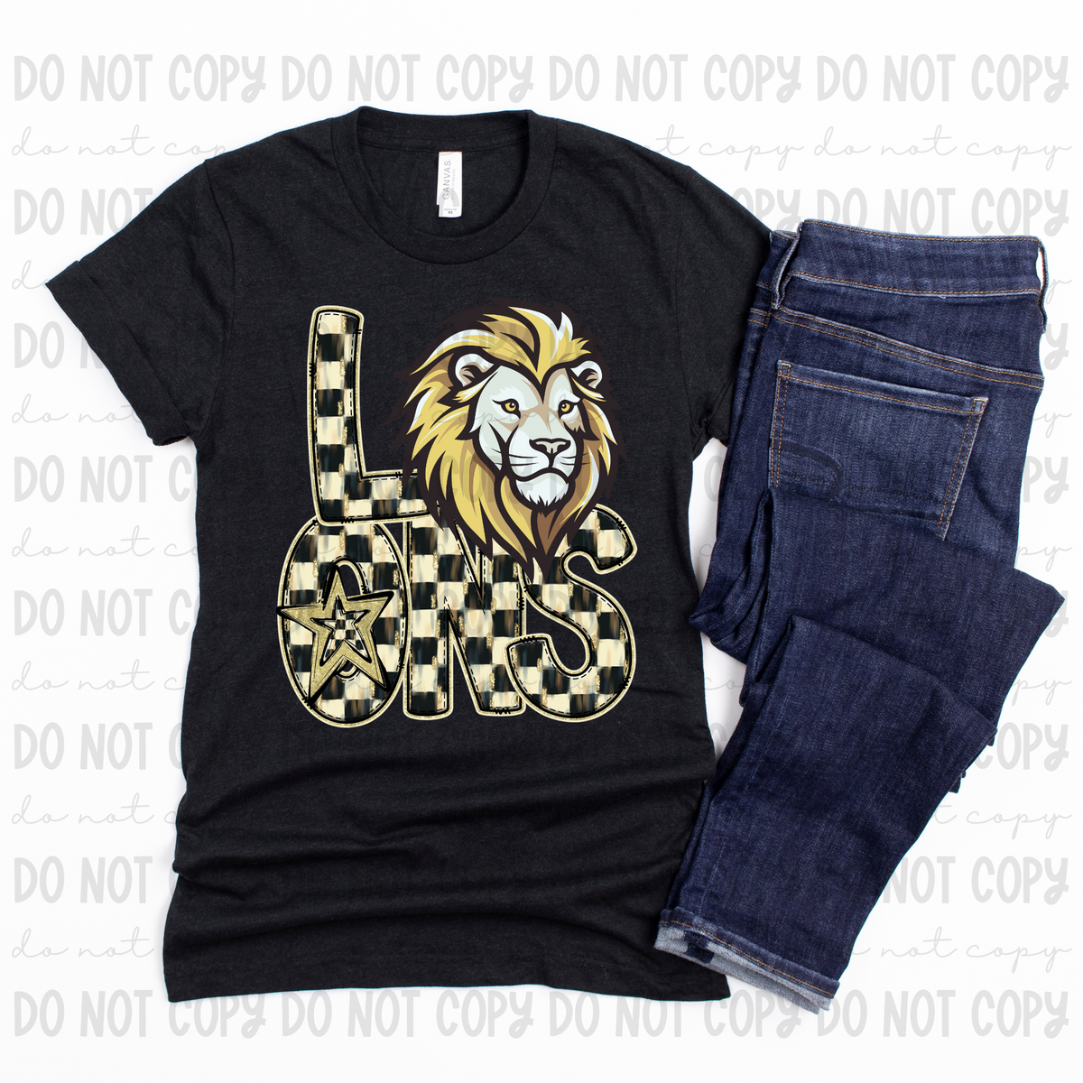 Checkered mascots Lions (Revel) DTF transfer