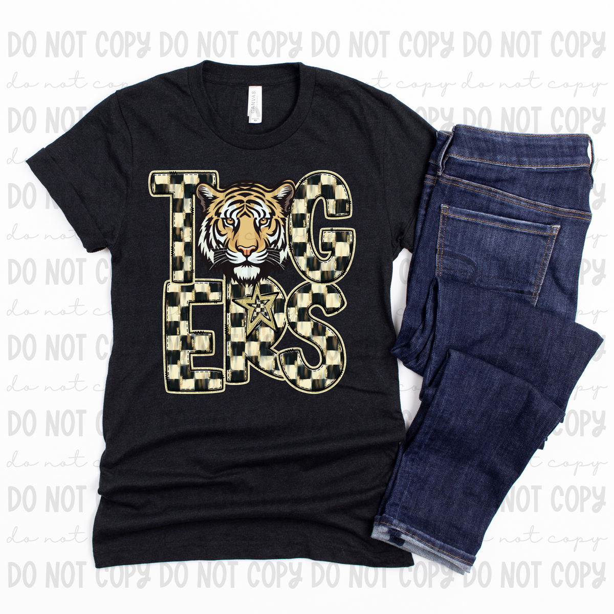Checkered mascots Tigers (Revel) DTF transfer