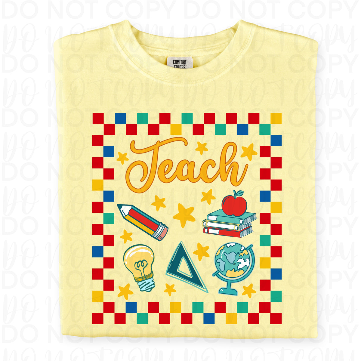 Teacher Collage (checkered border) (UAC) DTF Transfer
