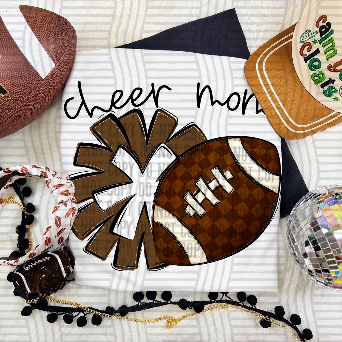 Brown Cheer Mom Pom and Football (Caplinger) DTF Transfer