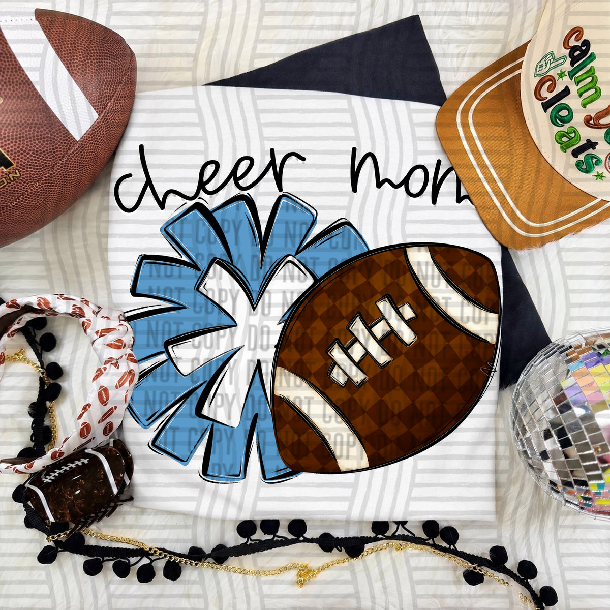 Blue-Cheer Mom Pom and Football (Caplinger) DTF Transfer