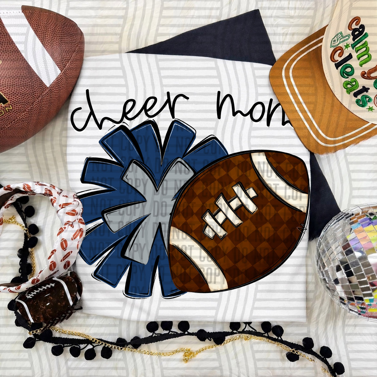 Navy/Grey Mom Pom and Football (Caplinger) DTF Transfer