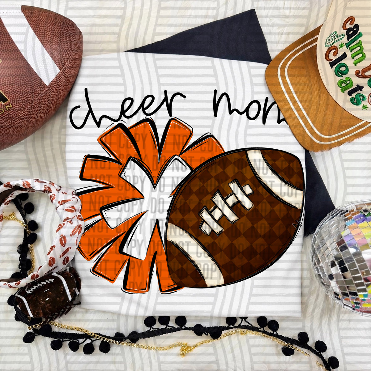 Orange/White Mom Pom and Football (Caplinger) DTF Transfer
