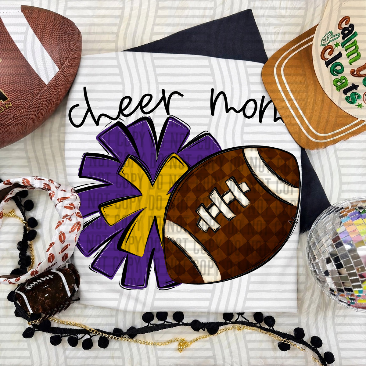 Purple/Yellow Mom Pom and Football (Caplinger) DTF Transfer
