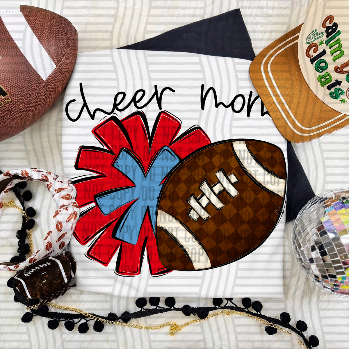 Red/Blue Mom Pom and Football (Caplinger) DTF Transfer