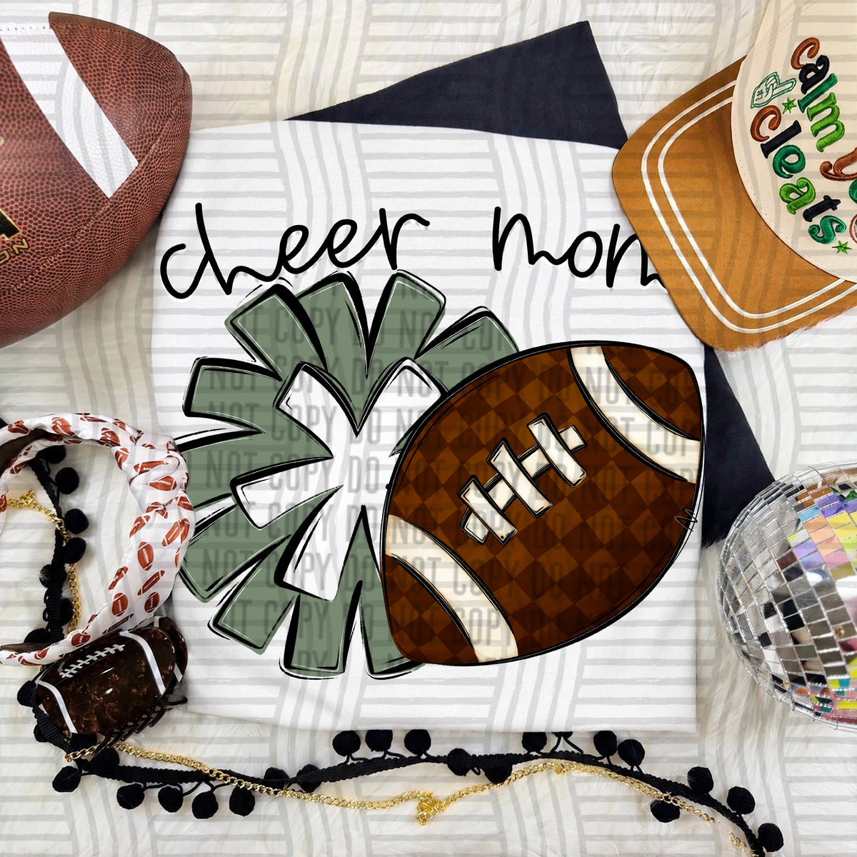 Sage-Cheer Mom Pom and Football (Caplinger) DTF Transfer