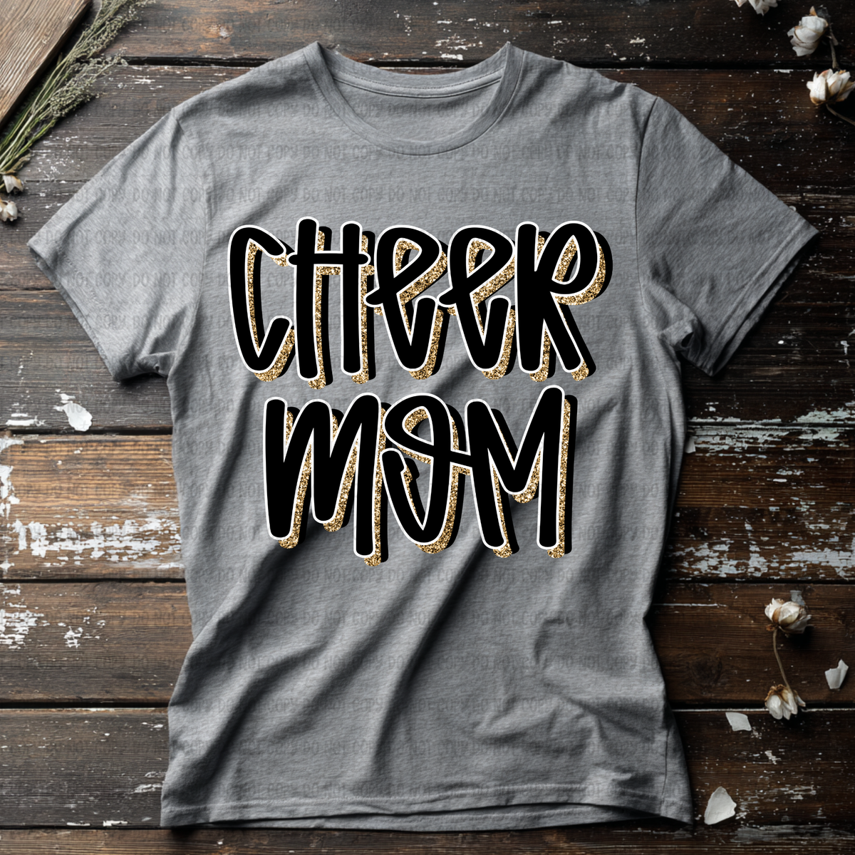 Cheer mom faux glitter outline (Revel) DTF Transfer