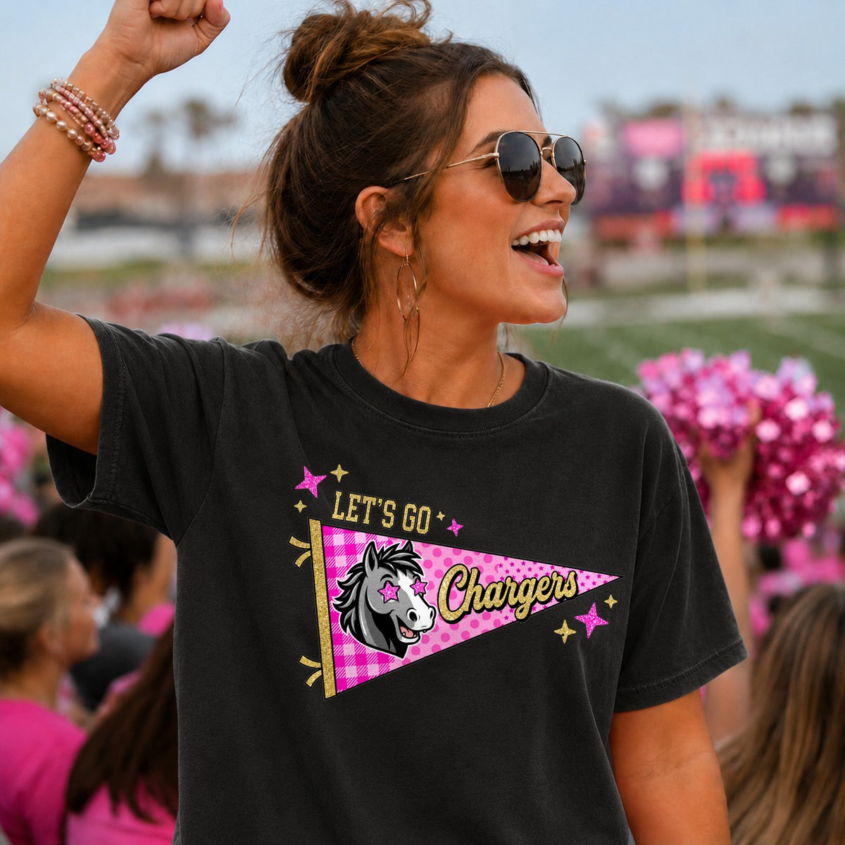 Let's go chargers pink pendant flag (Parker) DTF Transfer
