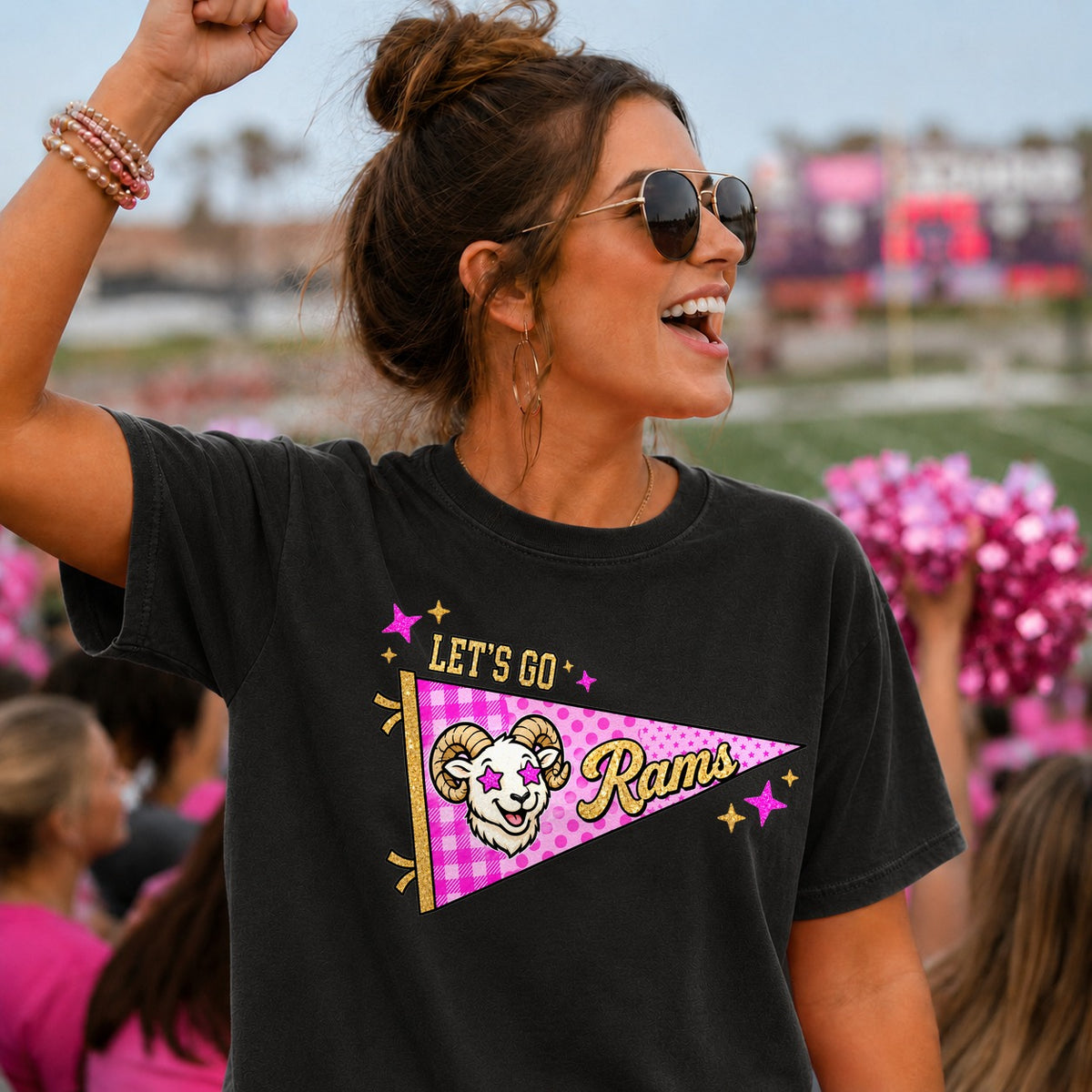 Let's go rams pink pendant flag (Parker) DTF Transfer