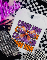 Cheer Mom Stacked Purple Orange Rhinestones Bow 46356 DTF transfer