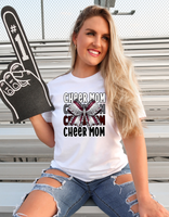 Cheer Mom Stacked White Gray Maroon Black Rhinestones Bow 46359 DTF transfer