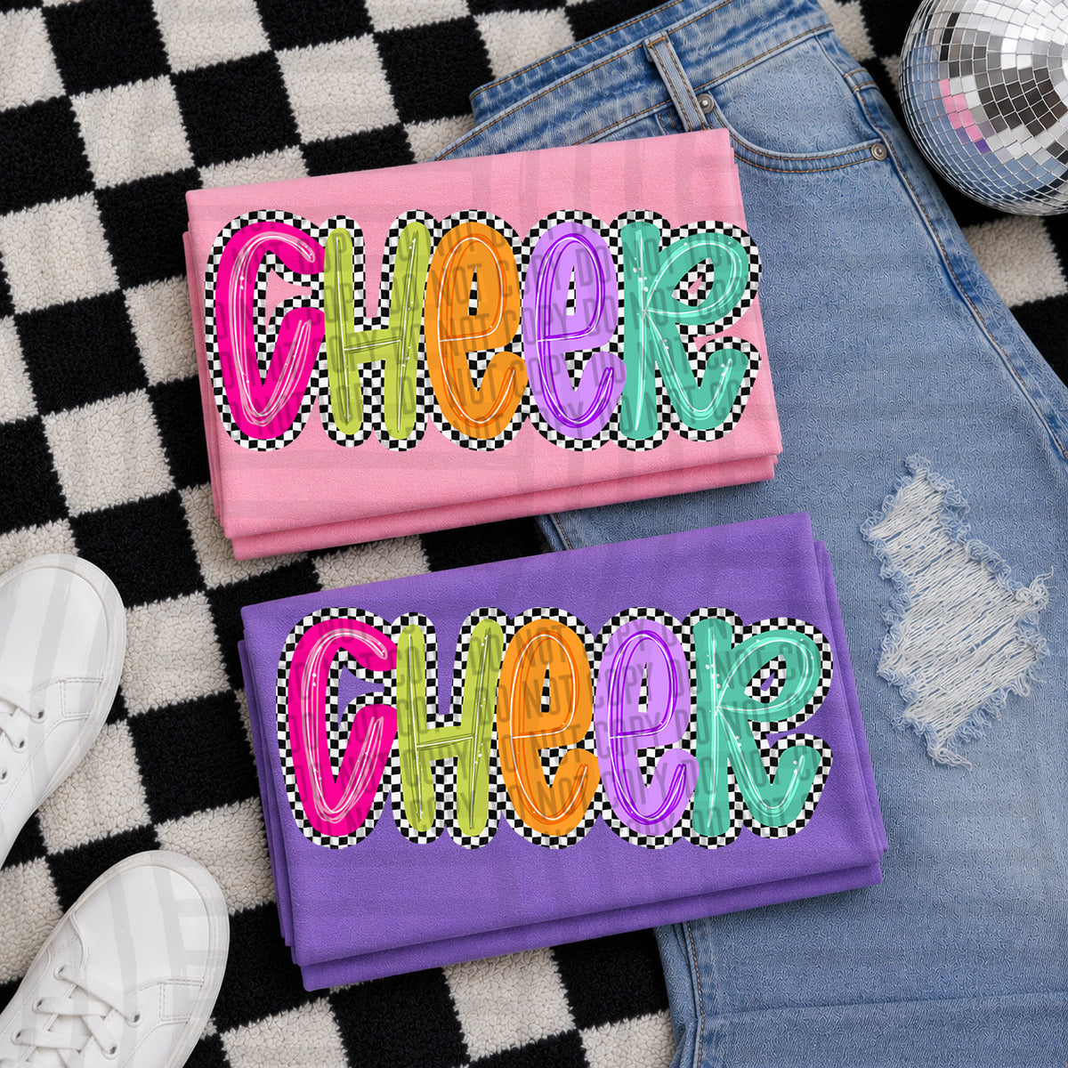 cheer simply checkered sports (caplinger) DTF Transfer