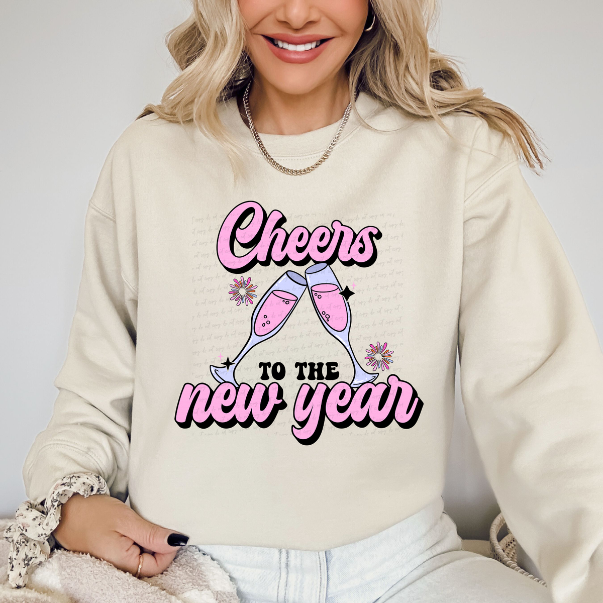 Cheers To The New Year Pink Font Wine Glass 115821 DTF TRANSFER