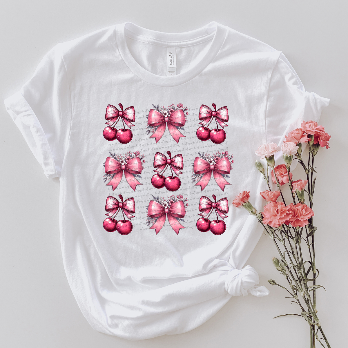 Cherry Bows Grid 74692 DTF Transfer