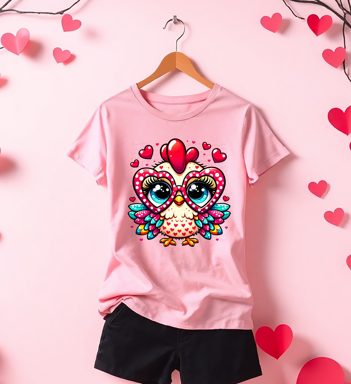 Chicken Wearing Heart Shaped Glasses 81807 DTF Transfer