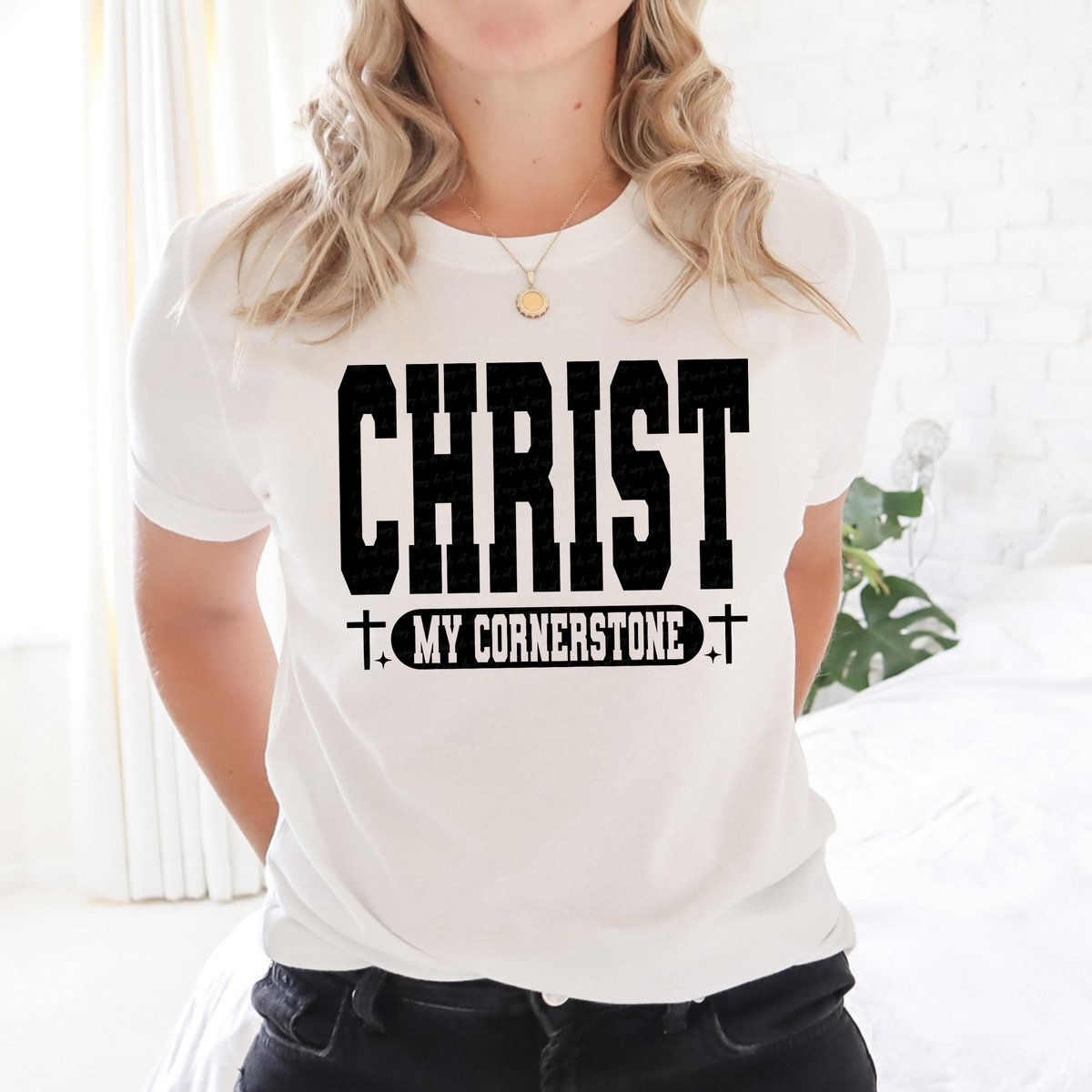 Christ My Cornerstone BLACK 117379 DTF TRANSFER
