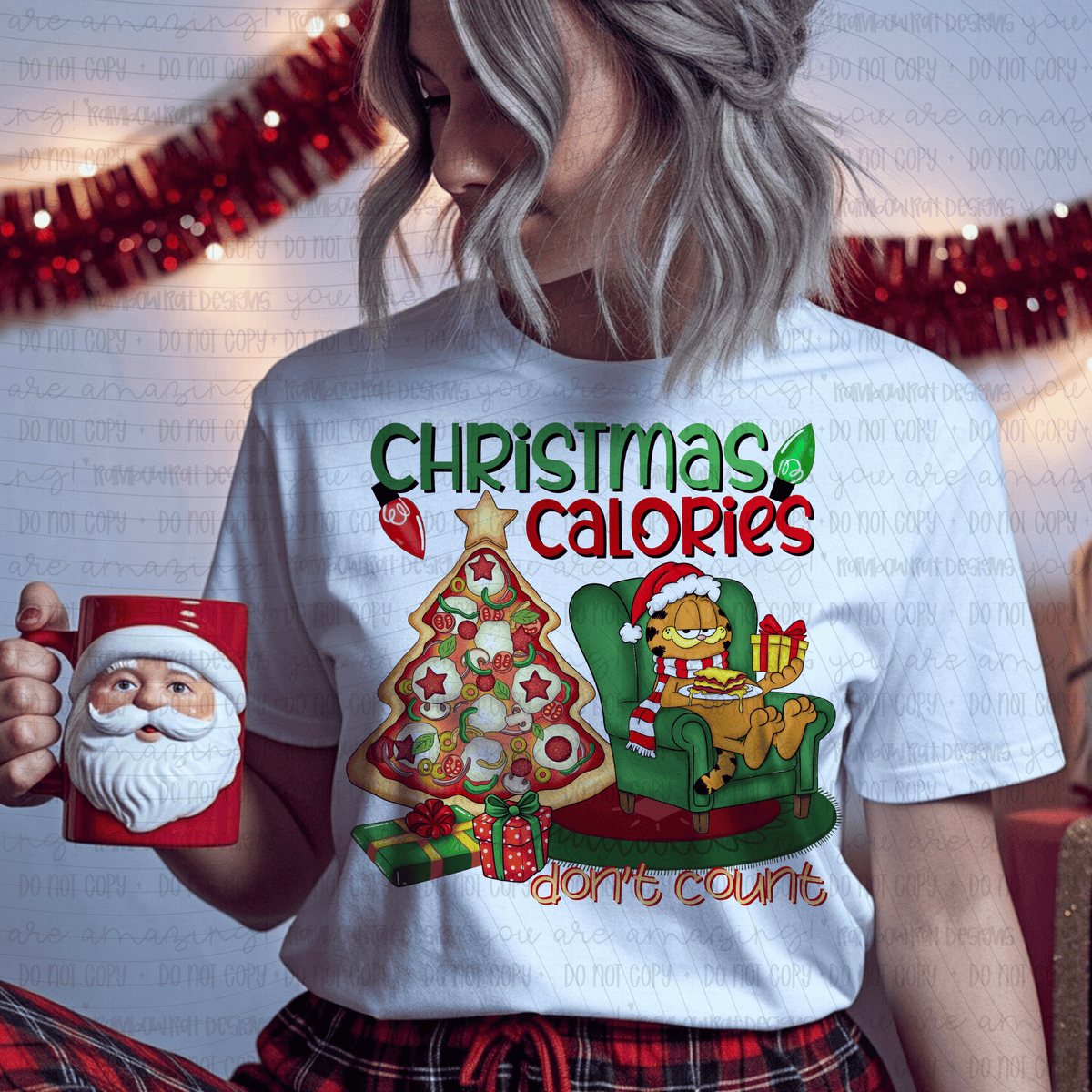 Christmas calories don't count cat (RRD) DTF transfer