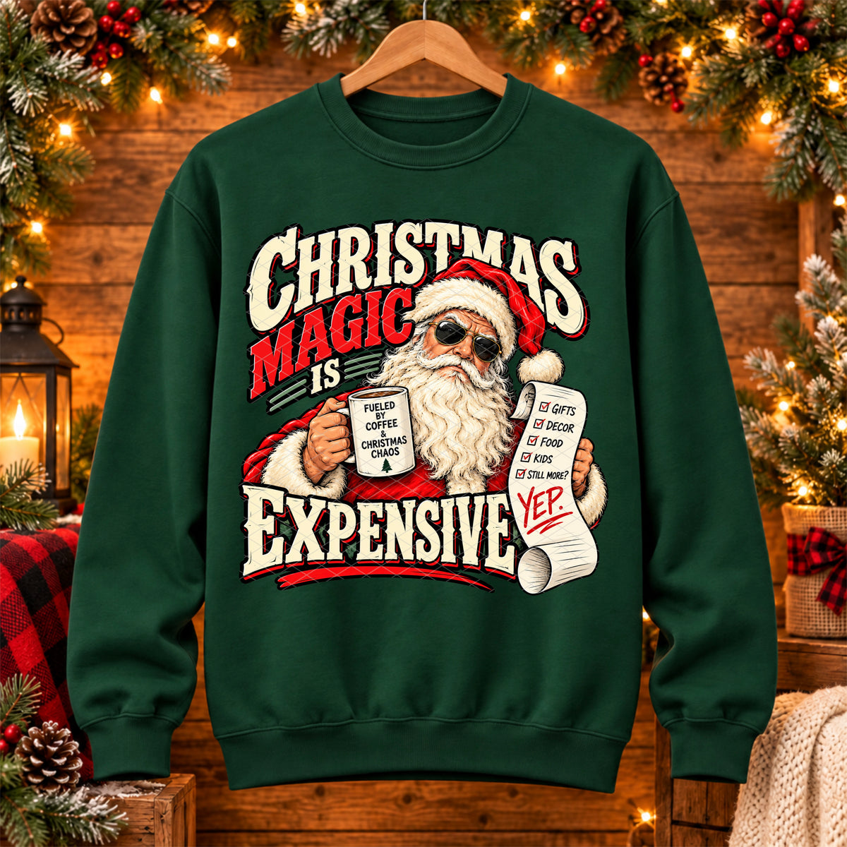 Christmas magic is expensive Santa holding receipt (SDD) DTF Transfer