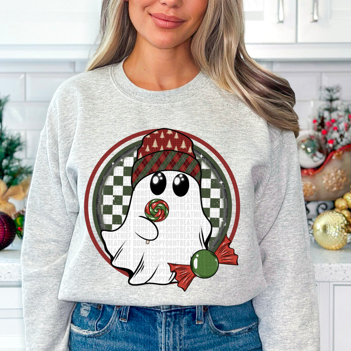 Christmas Ghost Checkered (SDD) DTF Transfer