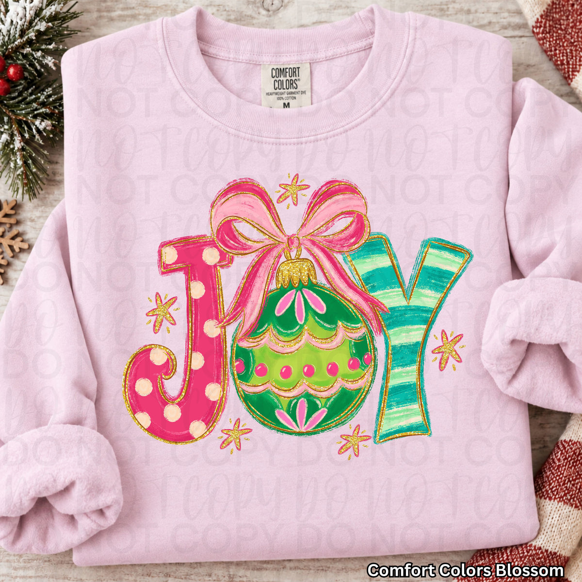 Christmas joy pink bow with stars (UAC) DTF Transfer