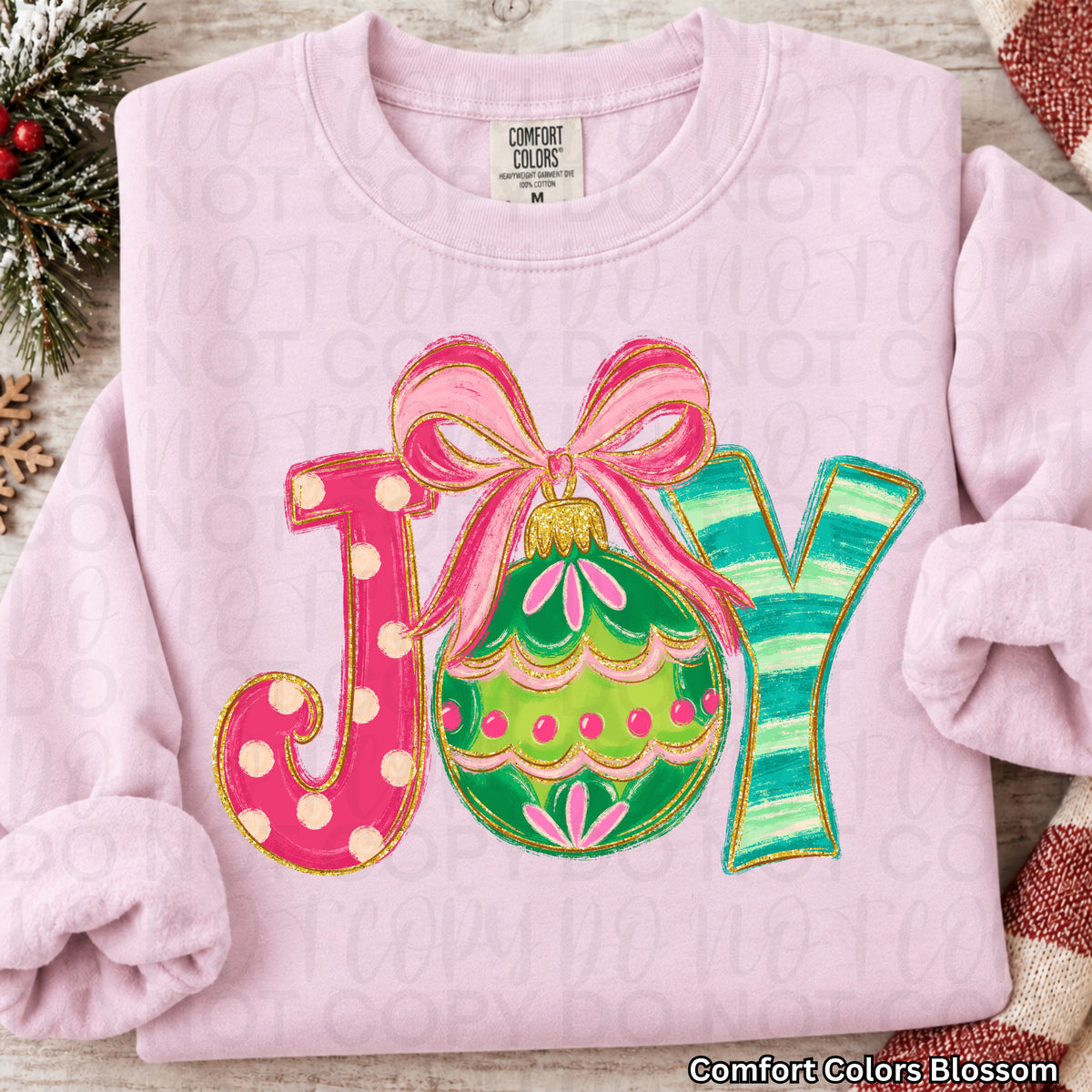 Christmas joy pink bow no stars (UAC) DTF Transfer