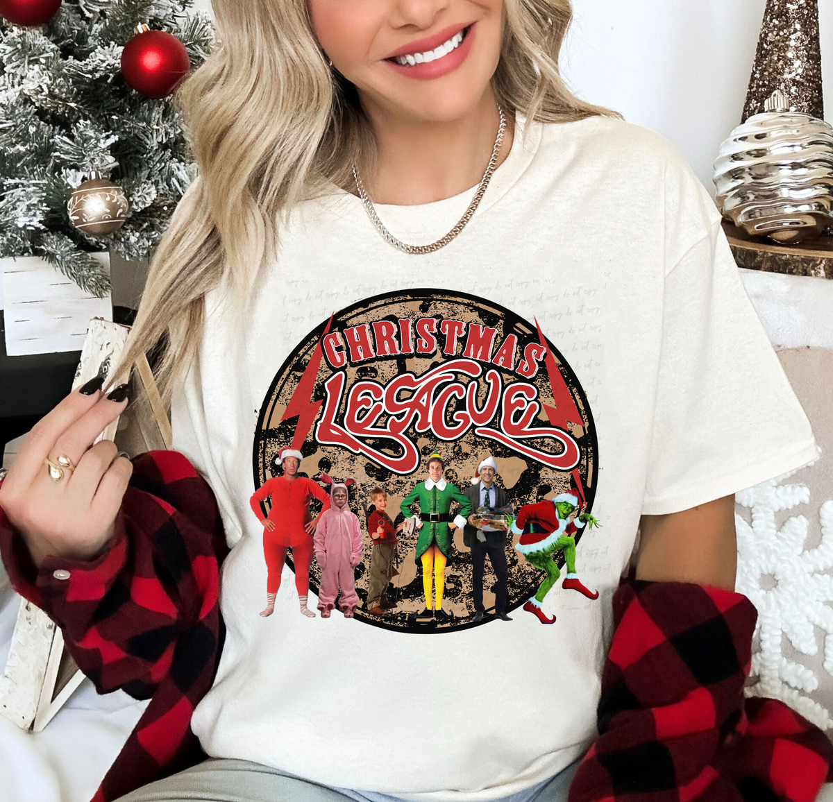 Christmas League Circle Characters 114950 DTF transfer