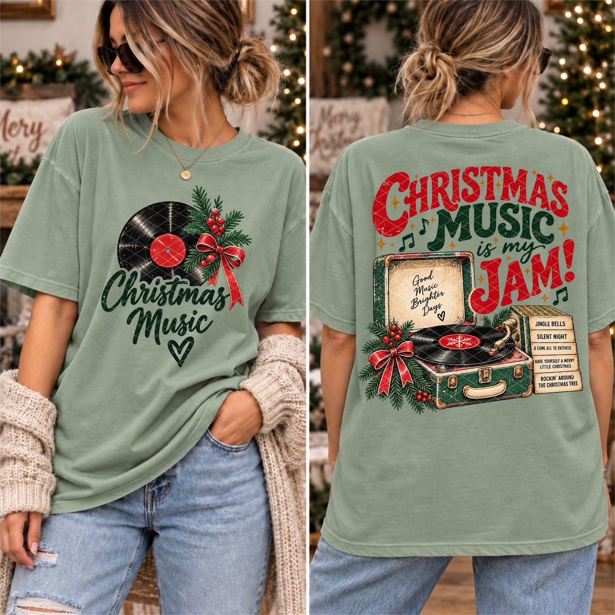 Christmas magic vinyl record (FRONT ONLY) (SDD) DTF Transfer