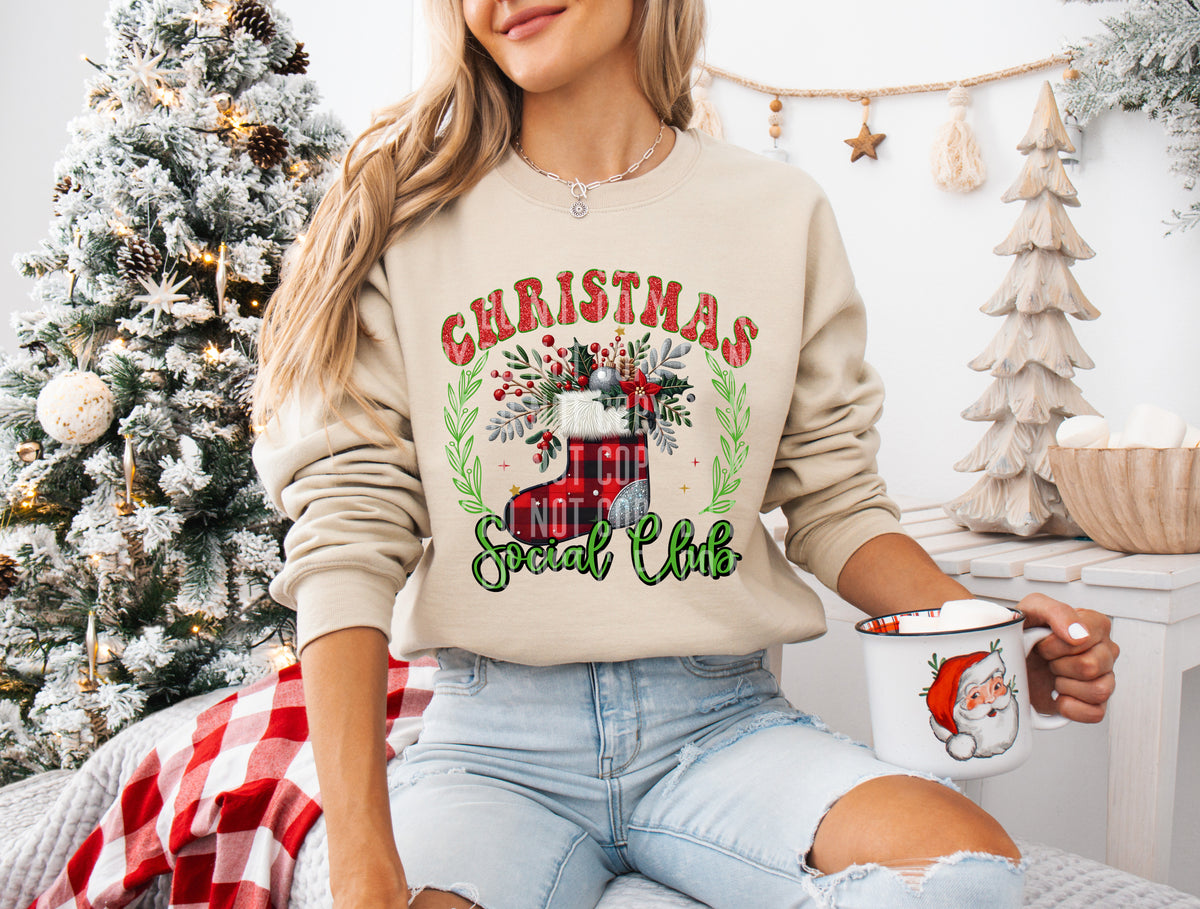 Christmas Social Club Christmas Socks Plaid 69615 DTF transfer