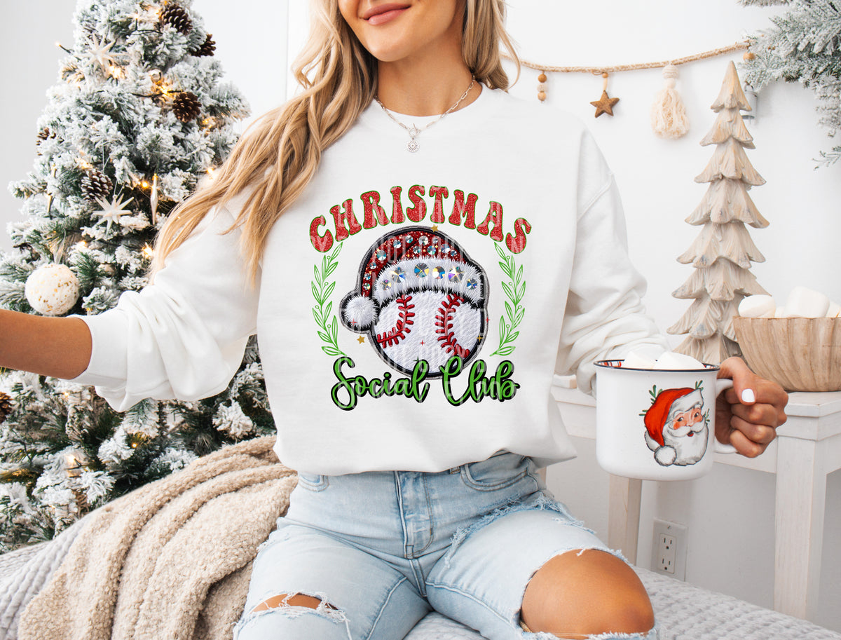 Christmas Social Club Baseball Rhinestone Christmas Hat 69631 DTF transfer