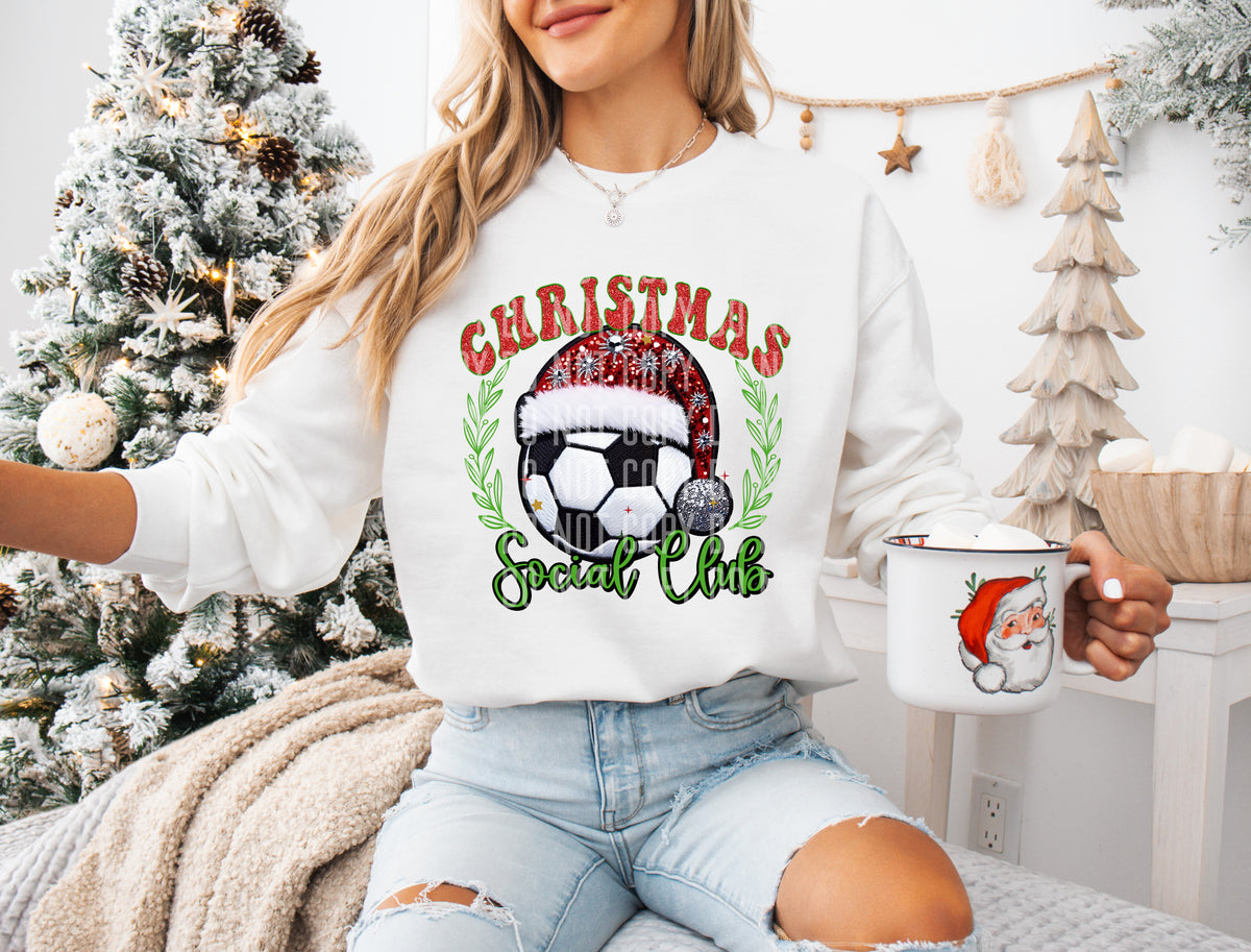 Christmas Social Club Soccer Rhinestone Christmas Hat 69635 DTF transfer