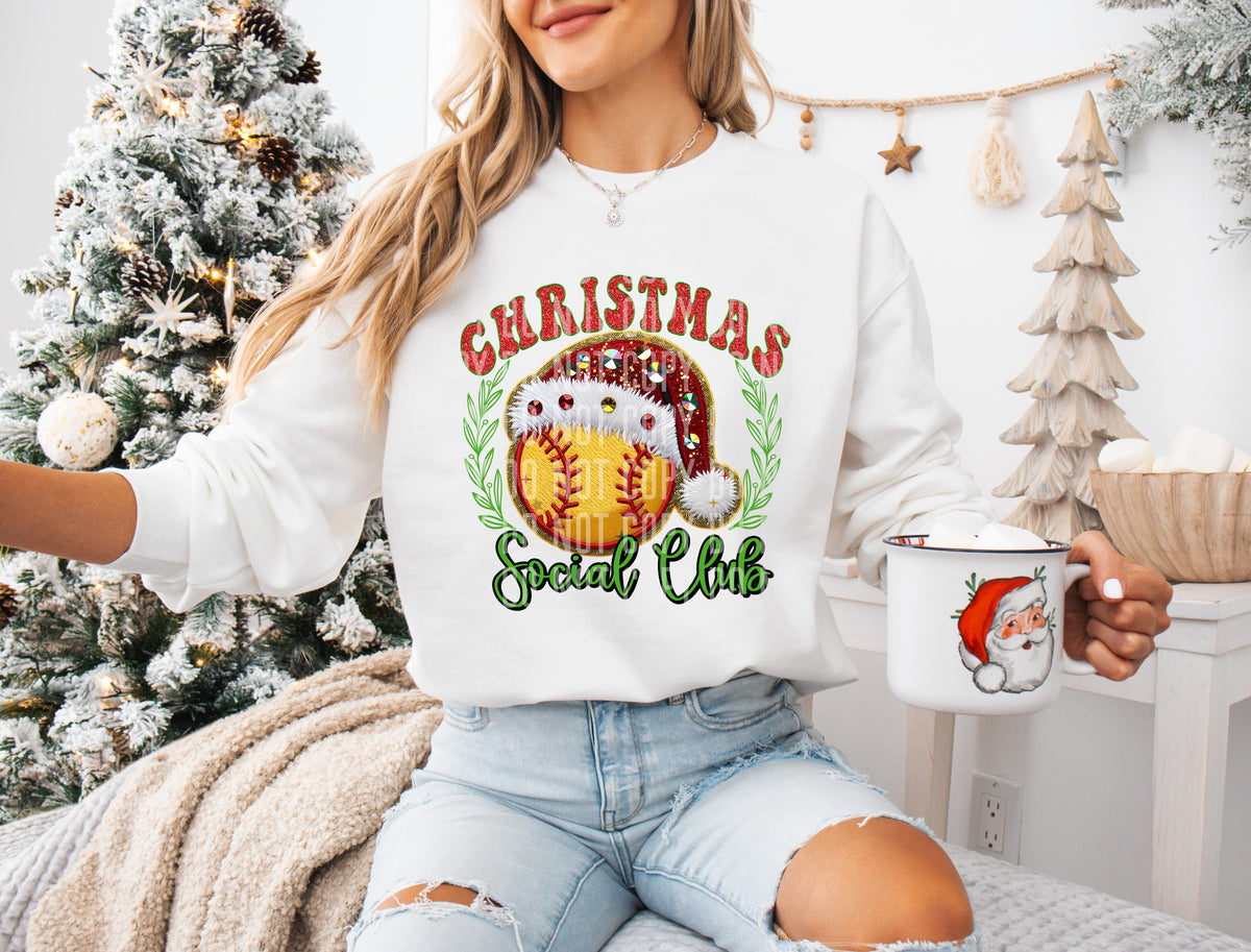 Christmas Social Club Softball Rhinestone Christmas Hat 69636 DTF transfer