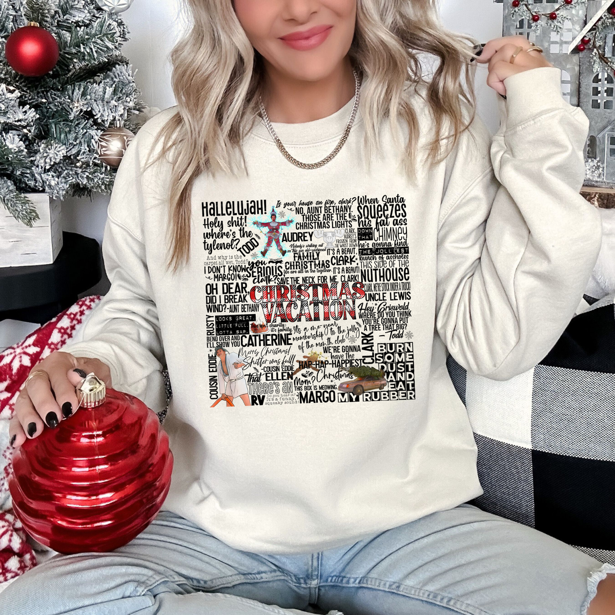Christmas Vacation Subway Red Plaid Font 115827 DTF transfer