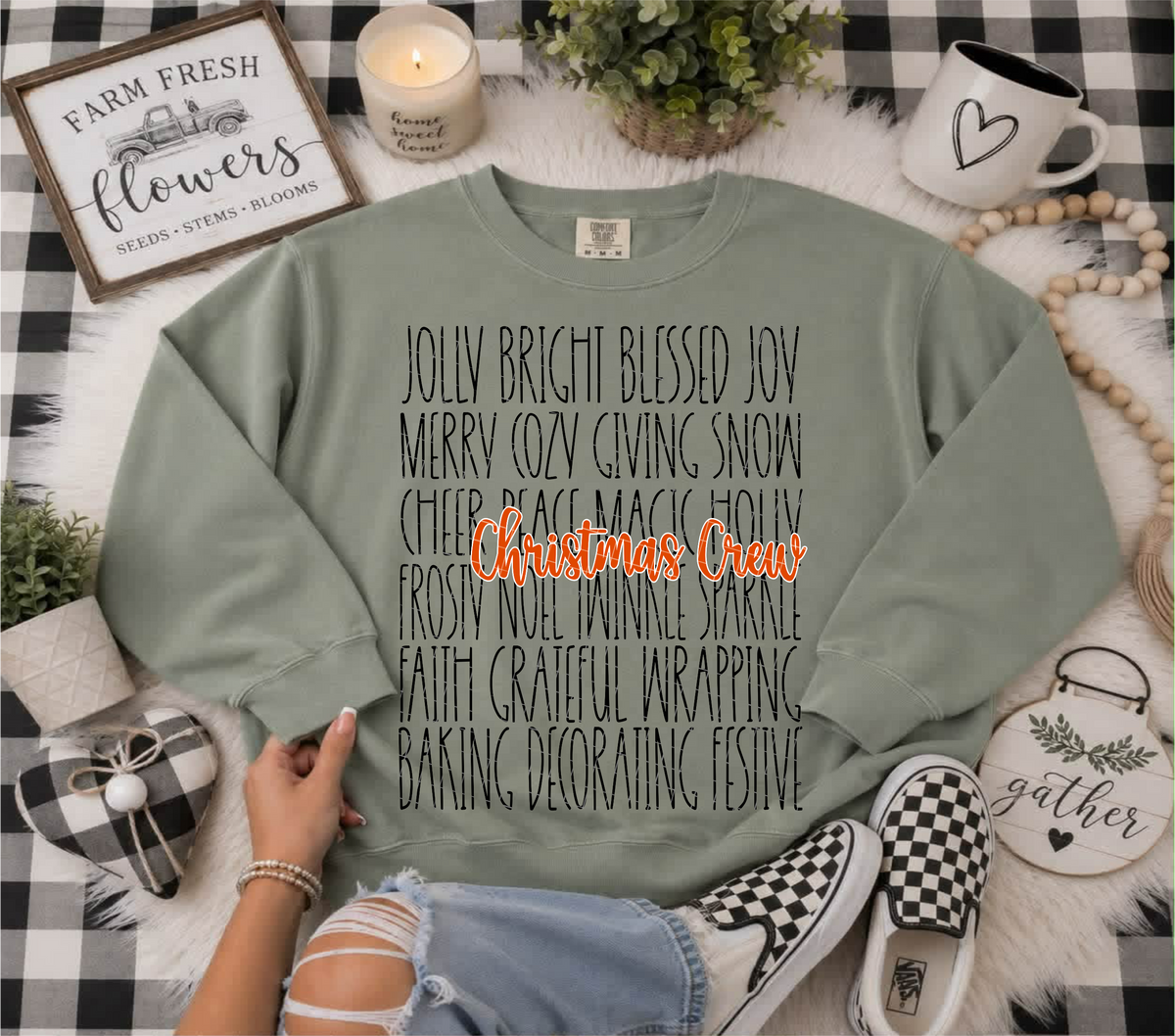 Jolly bright blessed joy Christmas crew (Linda) DTF Transfer