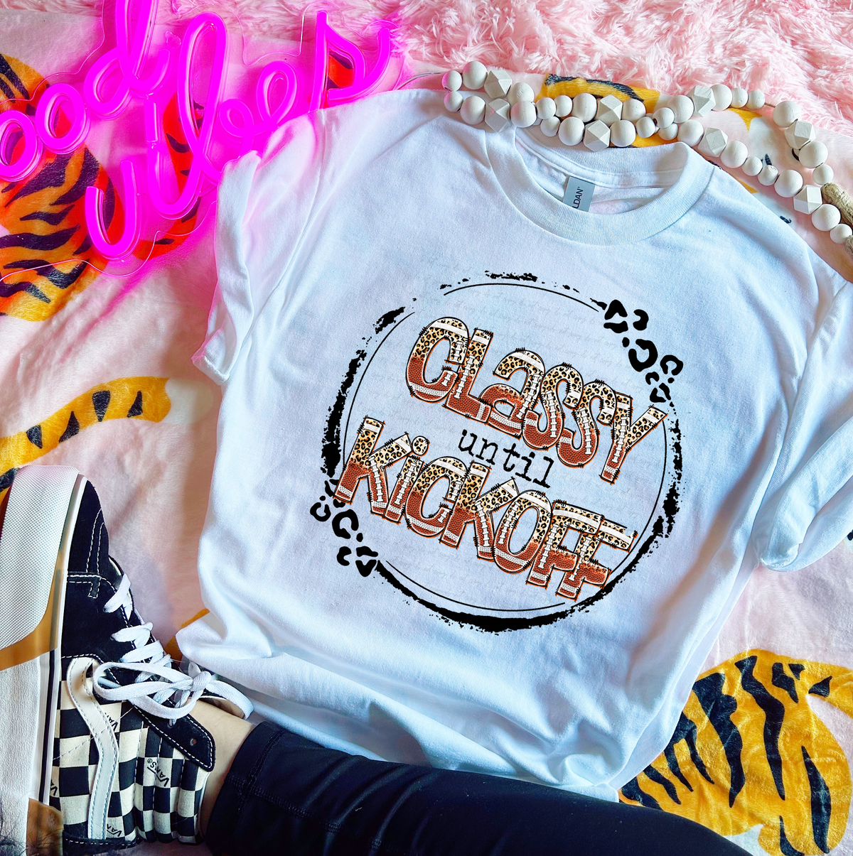 Classy Until Kickoff Circle Leopard Football 115868 DTF Transfer